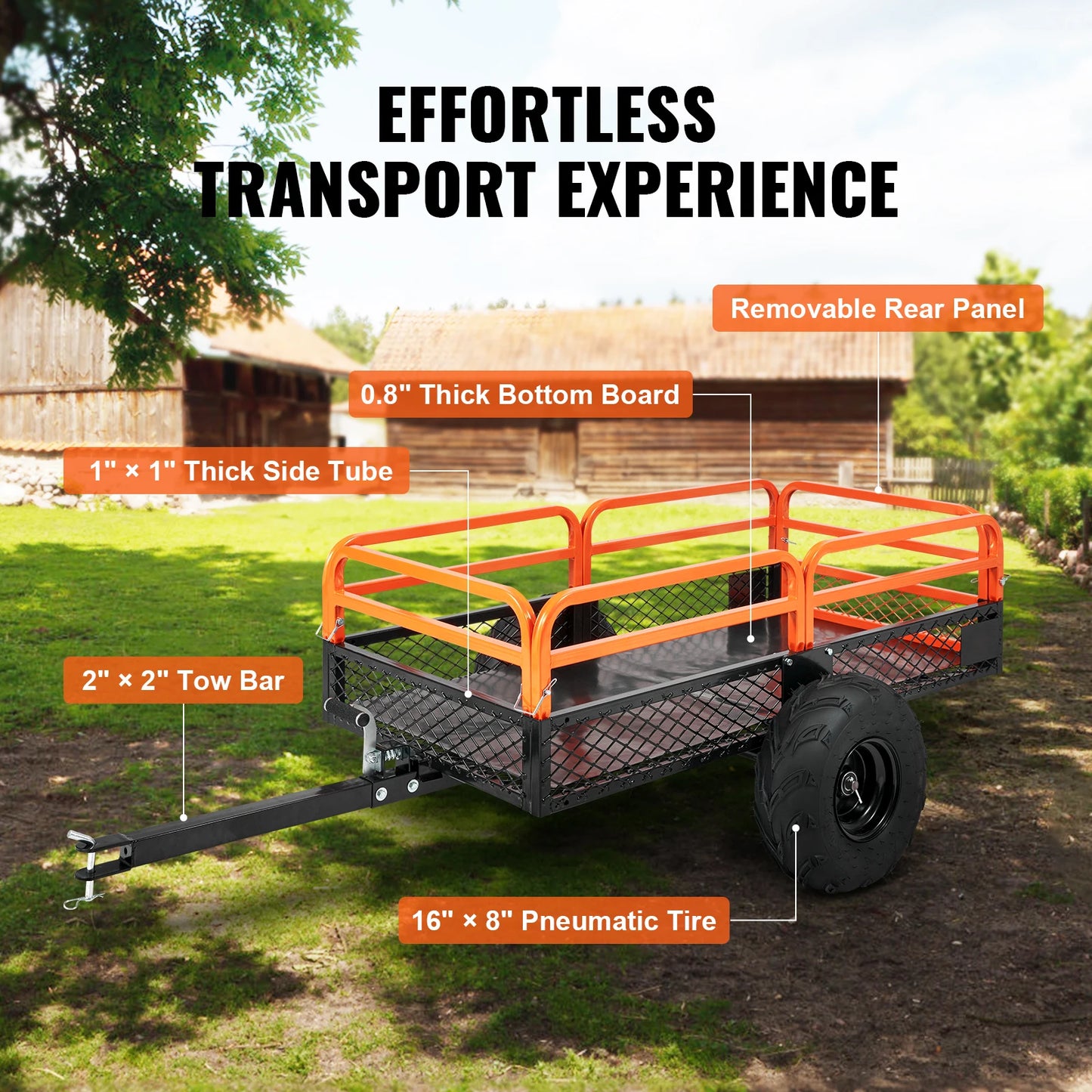SucceBuy Heavy Duty Steel ATV Dump Trailer With Removable Sides