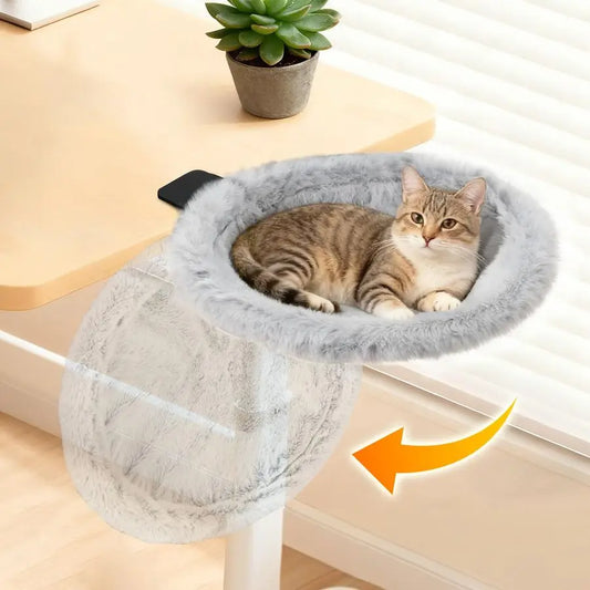 Cat Desk Bed Sunken Hammock With Steel Clamp Foldable Plush