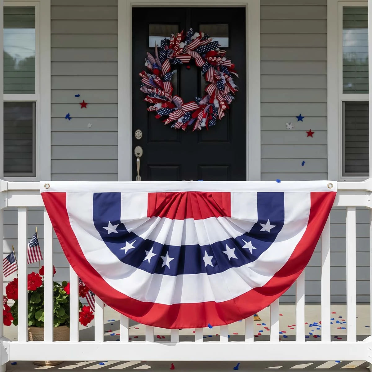 USA Pleated Half Fan Flag Bunting 2-Pack Independence Day