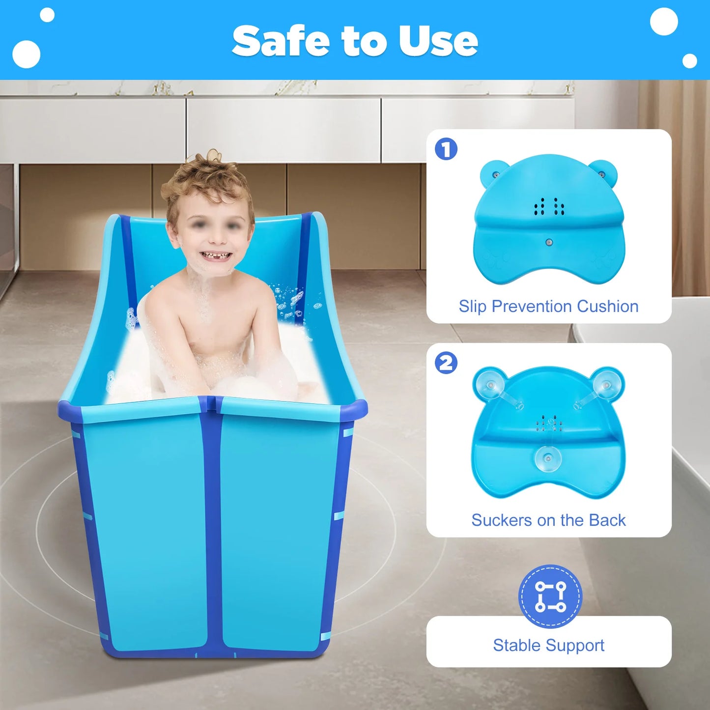 Foldable PP TPE Bathtub Portable Bath for Adults and Children