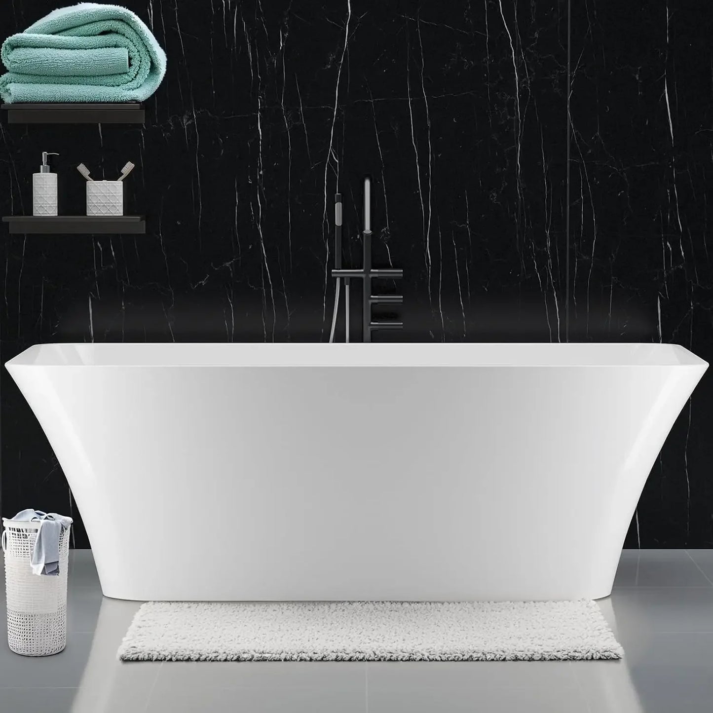 Freestanding Acrylic Bathtub With Chrome Drain Spa Upgrade