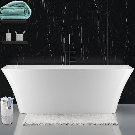Freestanding Acrylic Bathtub With Chrome Drain Spa Upgrade
