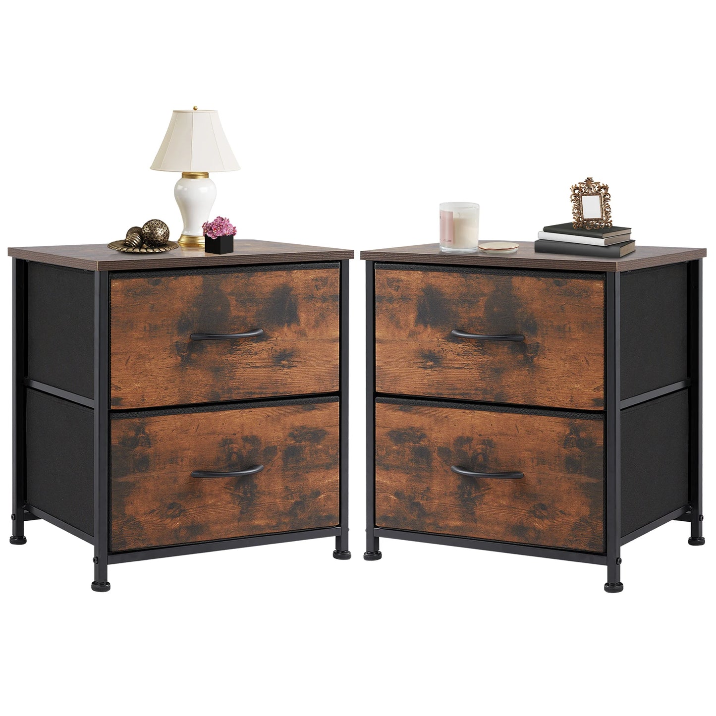 JHK Nightstand Bedside Table With Storage Drawers And Shelf