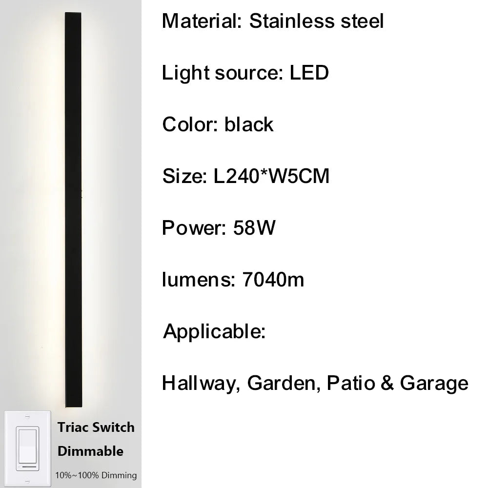 IISINUO Outdoor Porch Wall Light Triac Dimming IP67 Stainless Steel