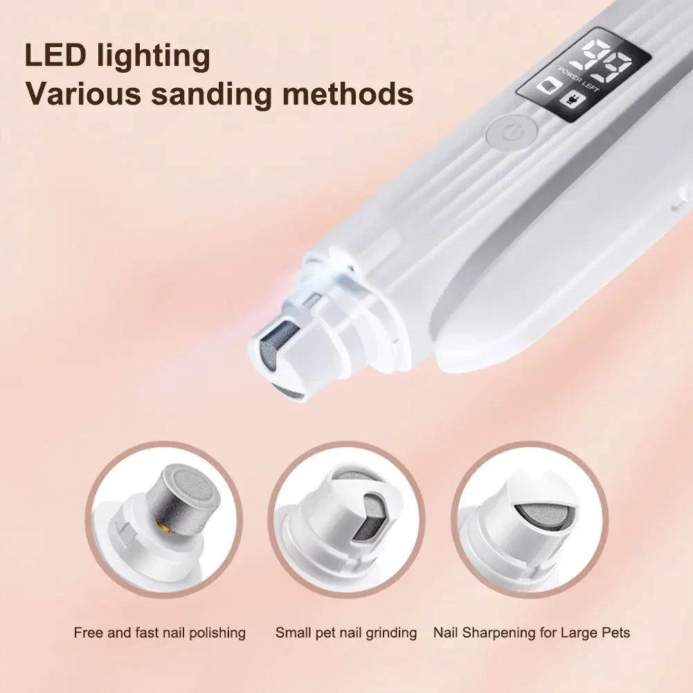 2 in 1 Electric Dog Nail Grinder and Clipper with LED Lights Pet Nail Trimmer Pet Nail Grinder for Small Medium Large Dogs/Cats
