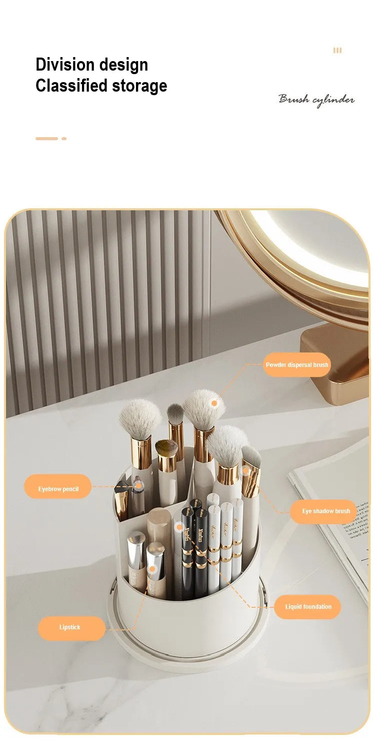 DIAMR Spinning Makeup Organizer With Lid For Vanity And Travel