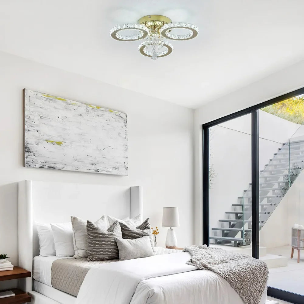 VETRULUS Crystal LED Ceiling Light Chandelier For Modern Living Room