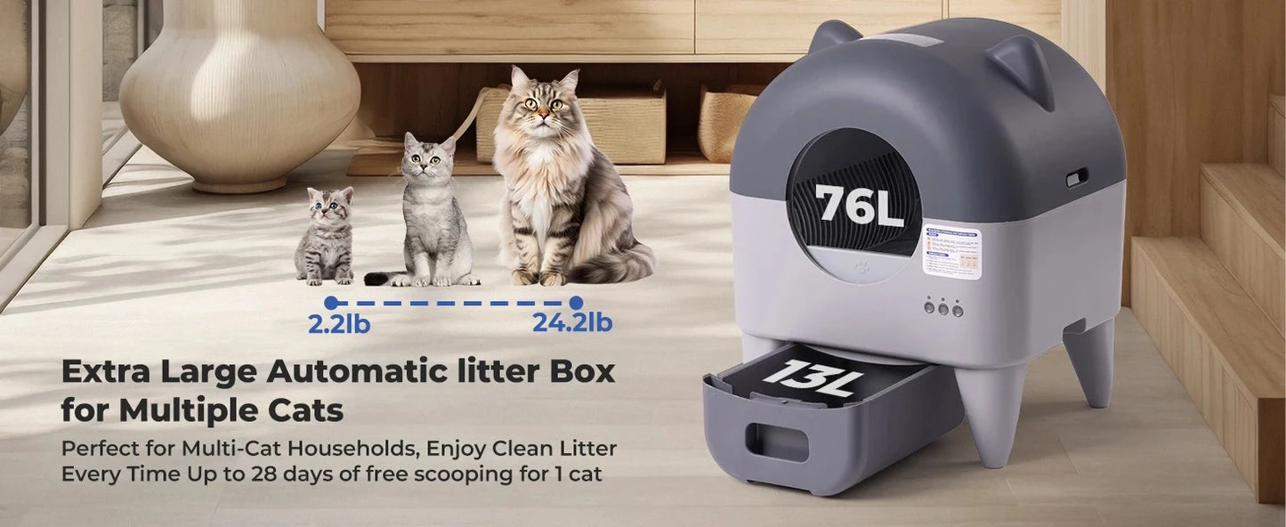 Lunapurr Automatic Self-Cleaning Cat Litter Box With App