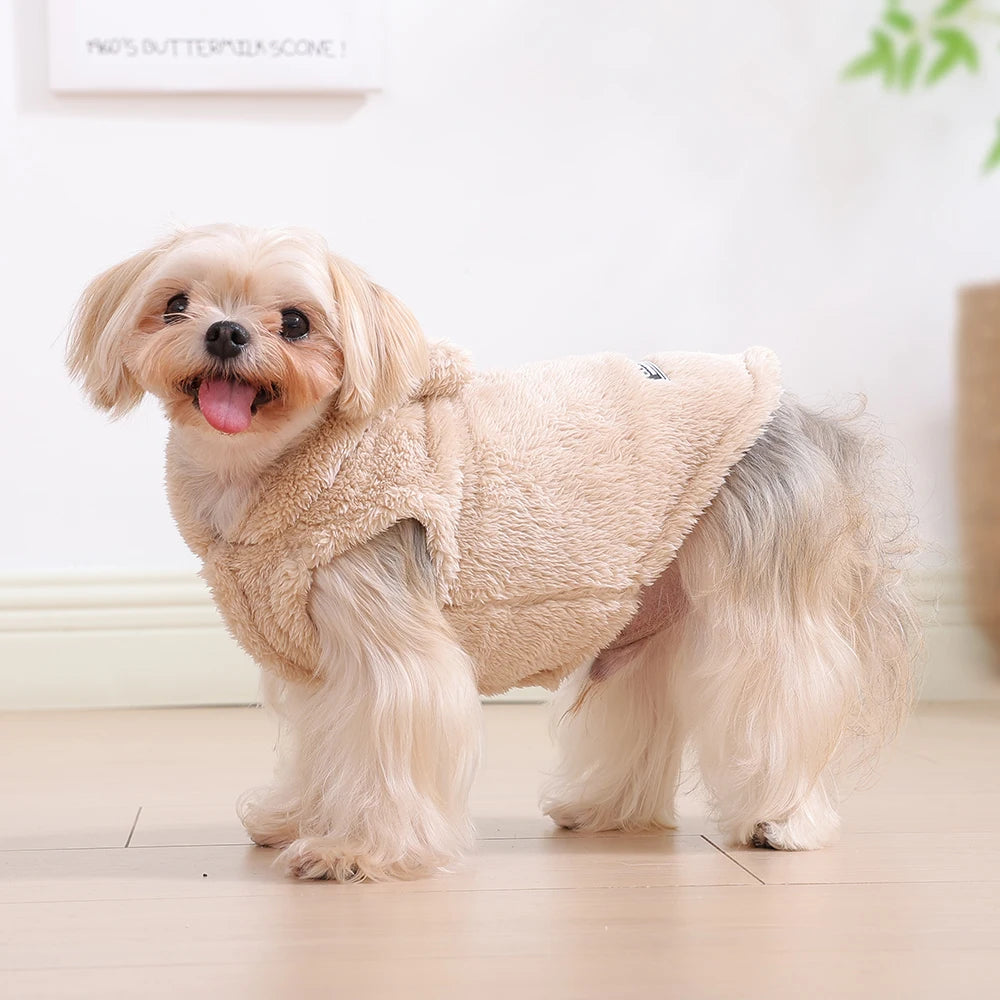 Soft Fleece Pet Dog Clothes Cute Hoodie Coat For Small Medium Dogs Cats Autumn Winter Puppy Hooded Jacket Sweater Pug Apparel