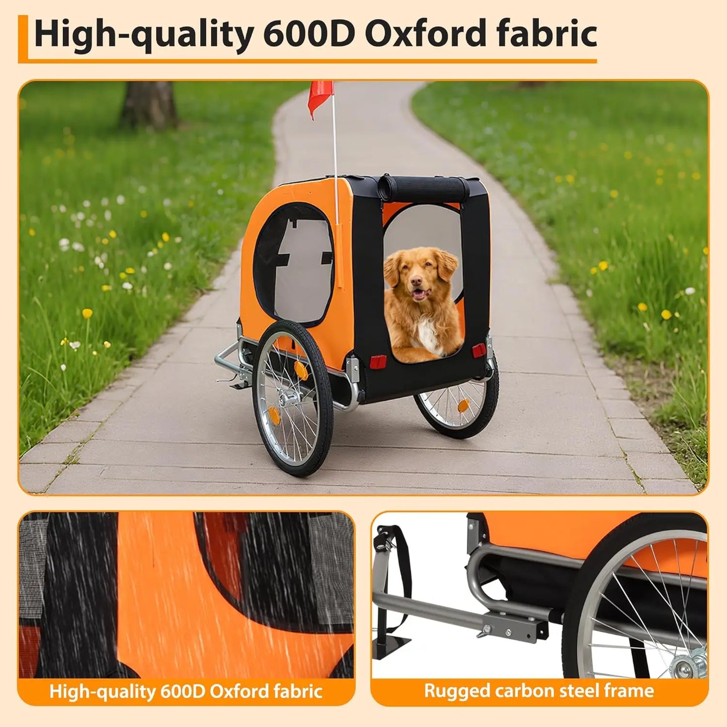 TWISTER.CK Dog Bike Trailer 88 Lbs Capacity Carrier