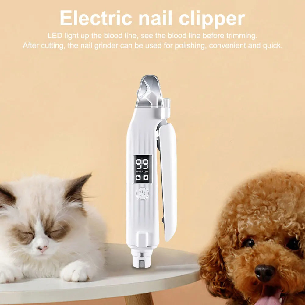 2 in 1 Electric Dog Nail Grinder and Clipper with LED Lights Pet Nail Trimmer Pet Nail Grinder for Small Medium Large Dogs/Cats