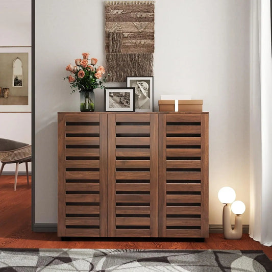 Retro Shoe Cabinet 5-Tier Storage with Adjustable Shelves