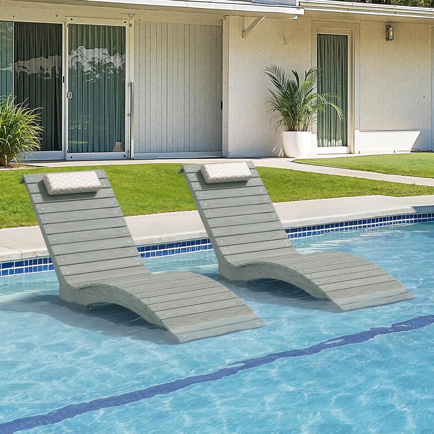 Durable Outdoor Pool Lounge Chairs Set Of 2 For Weather