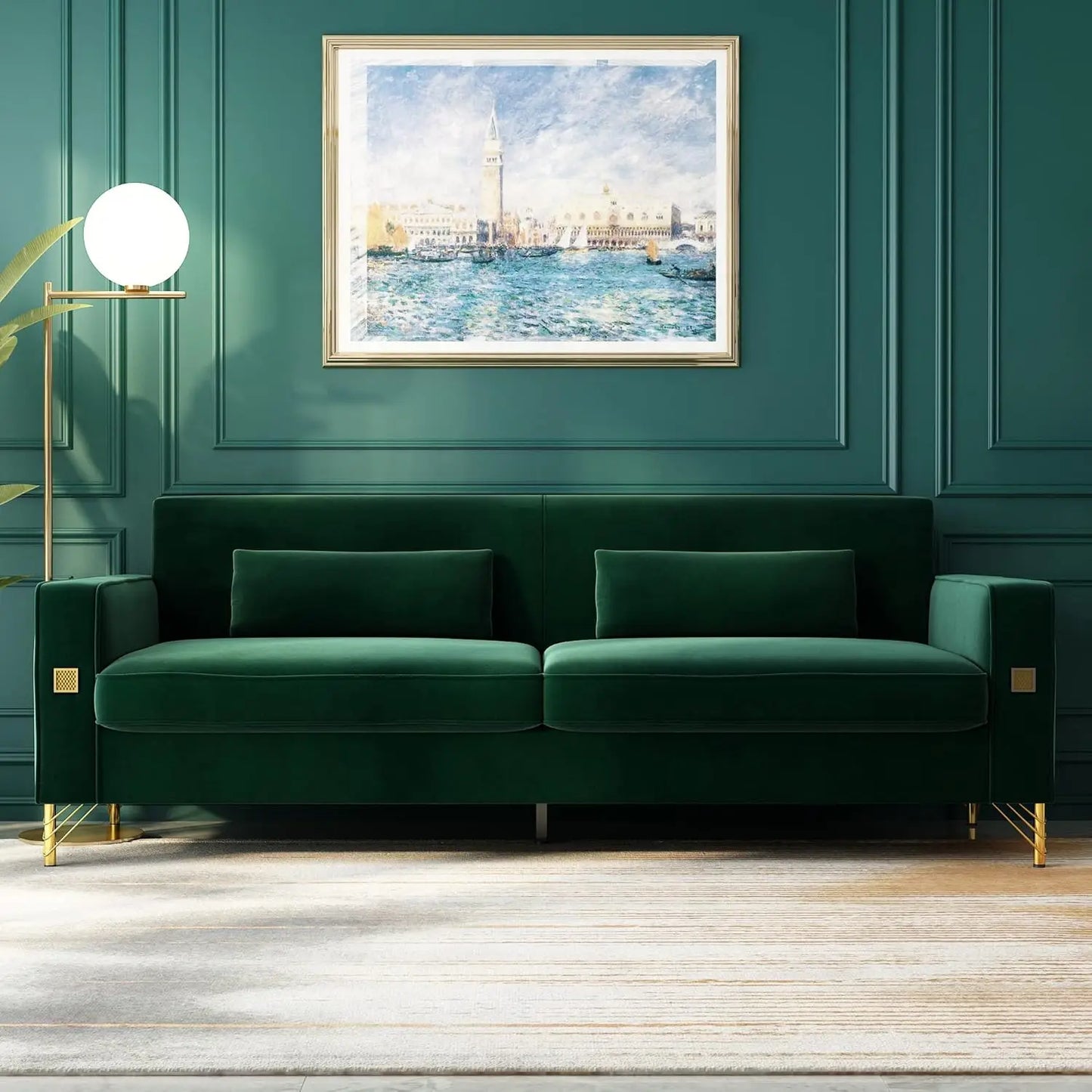 Velvet Sofa Set Modern Loveseat With Pillows