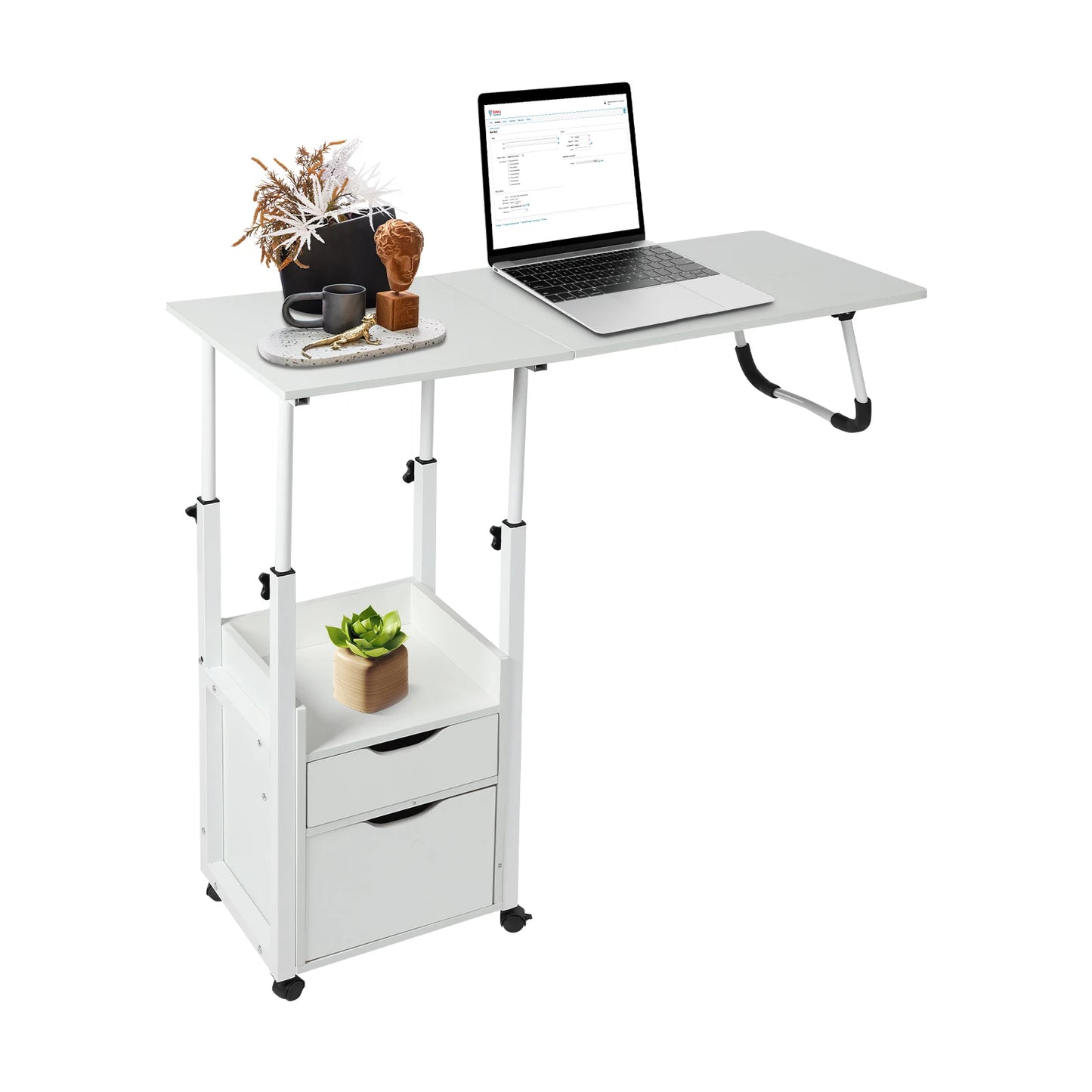 Bymaocar Movable Bedside Table Overbed Desk Height Adjustable