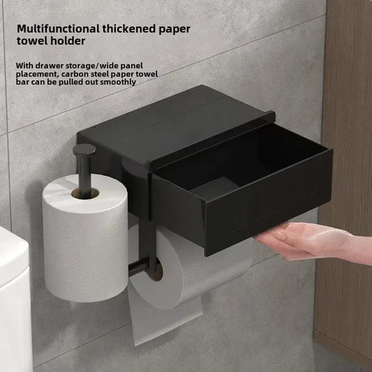 Wall Mounted Toilet Paper Holder With Shelf No Drill Bathroom Organizer