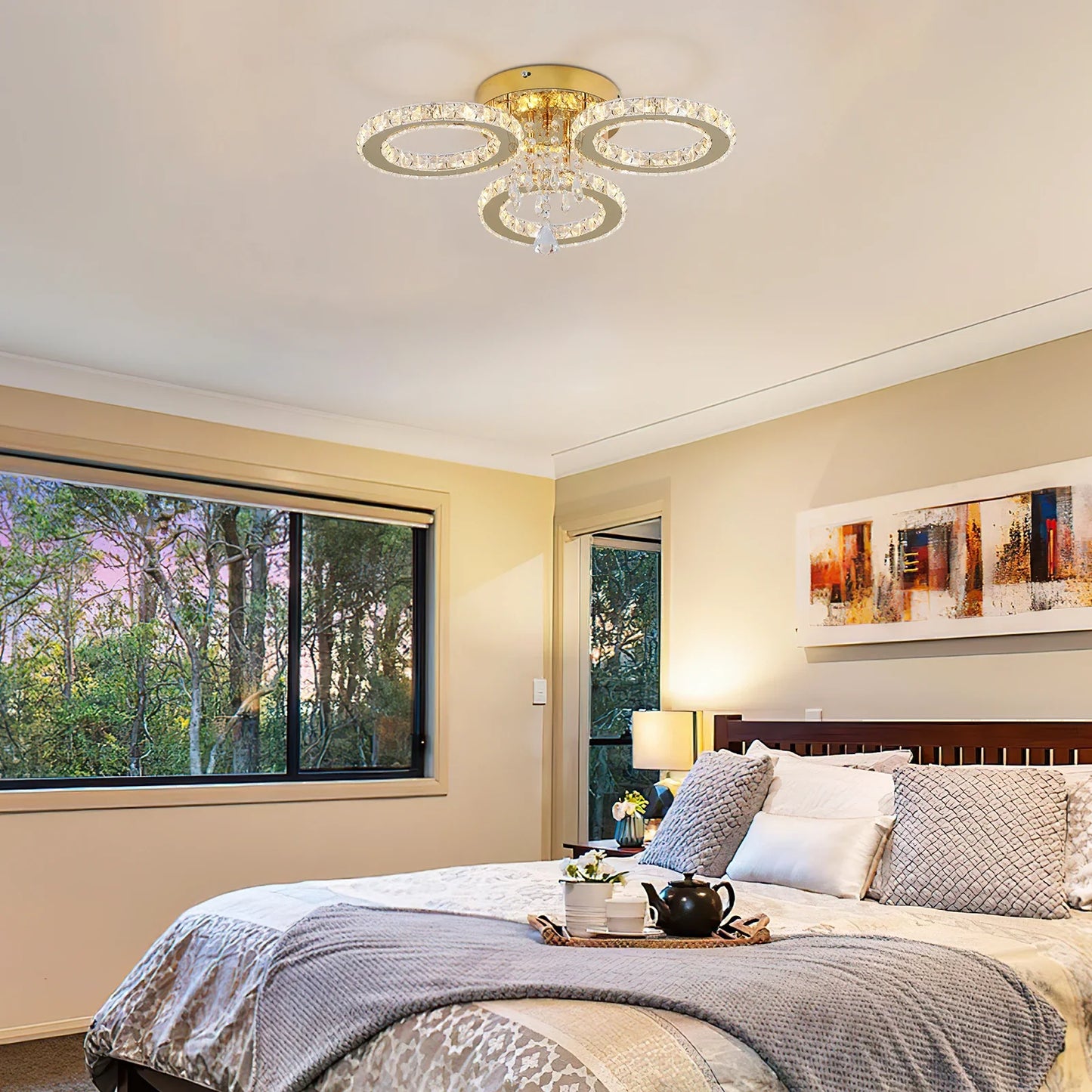 VETRULUS Crystal LED Ceiling Light Chandelier For Modern Living Room