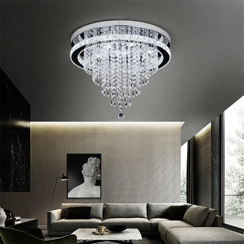 Vetrulus Crystal Ceiling Lamp With Remote Control LED Pendant Chandelier