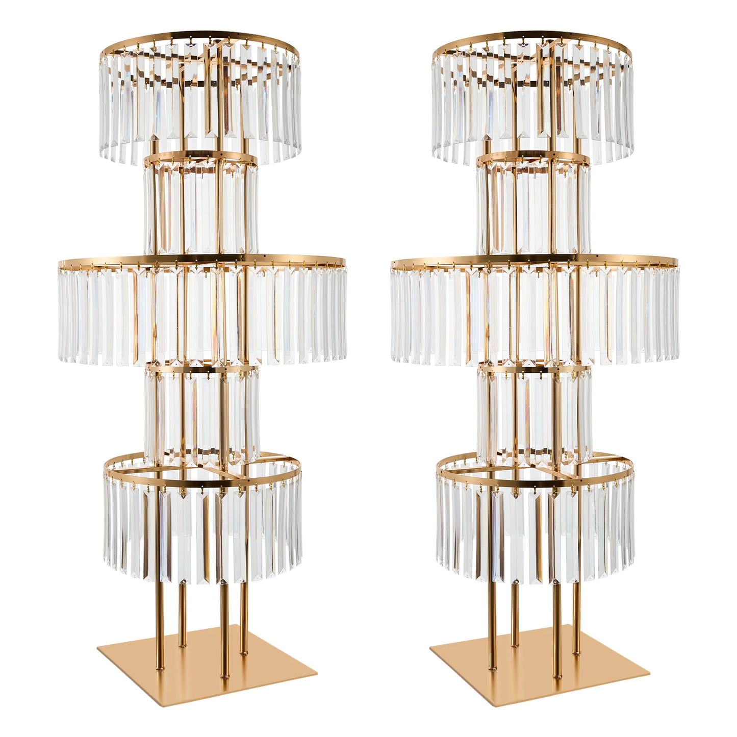 NONECN 5 Tier Crystal Flower Stand Wedding Centerpieces Two Pack