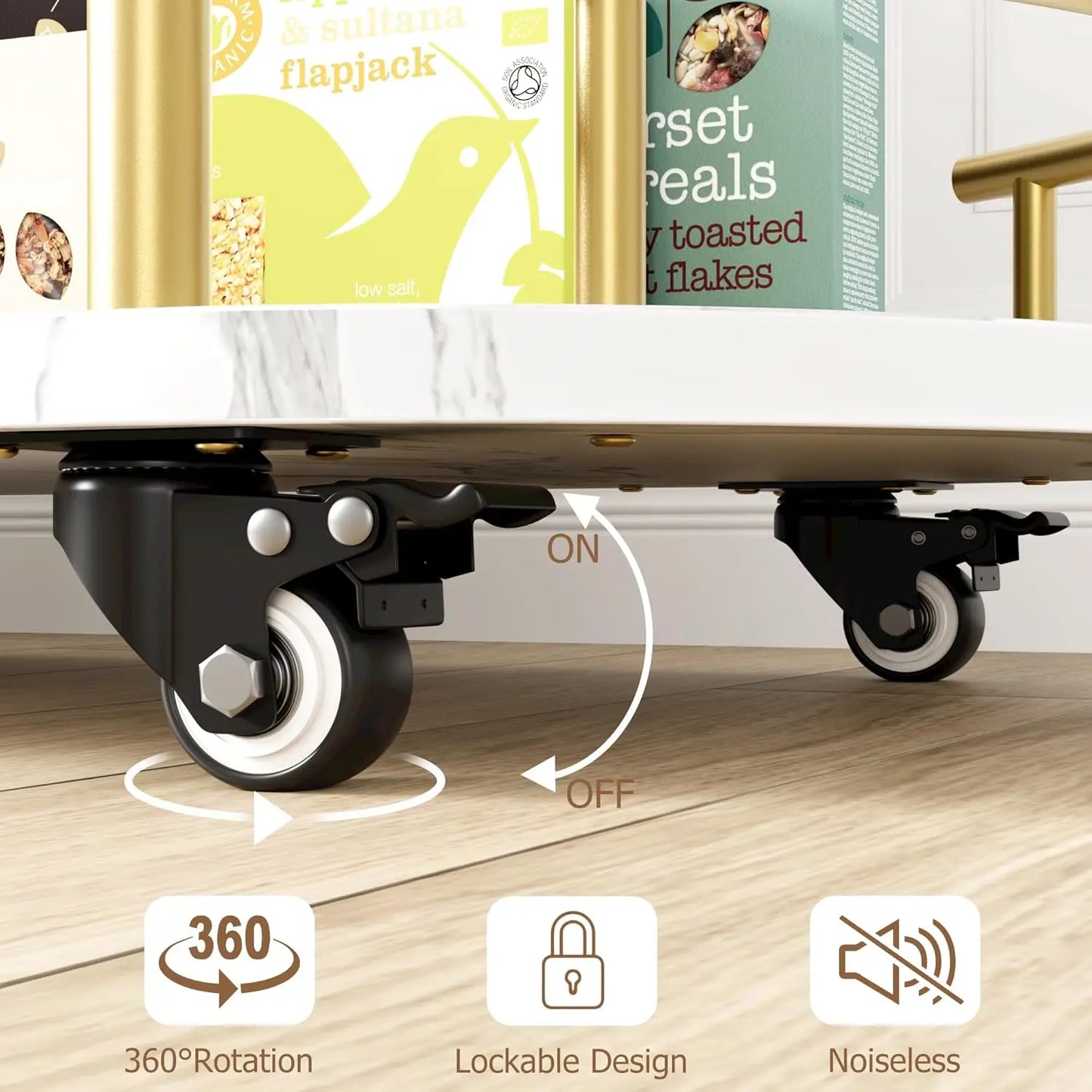 HobbyLane Bar Cart On Wheels With Four Tier Shelves