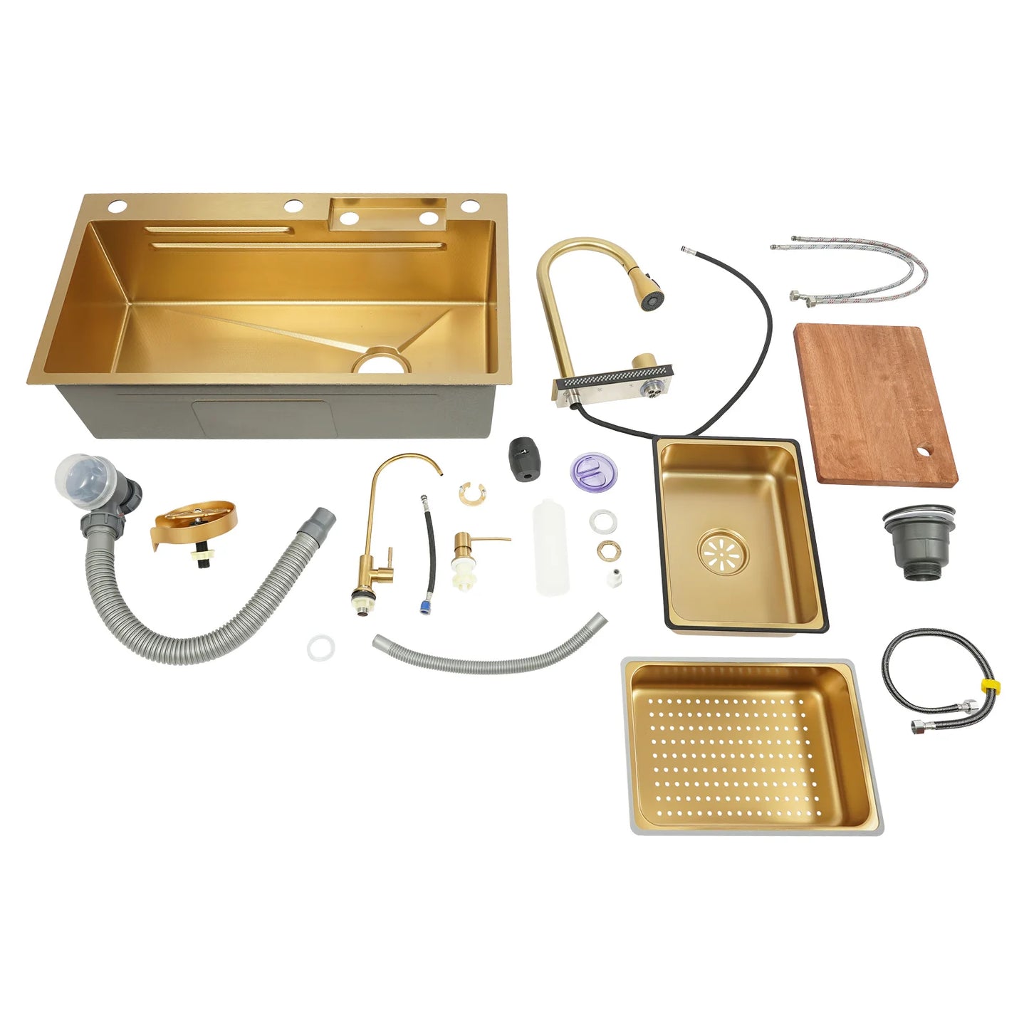Bymaocar Drop In Waterfall Kitchen Sink Stainless Steel Glass Rinser