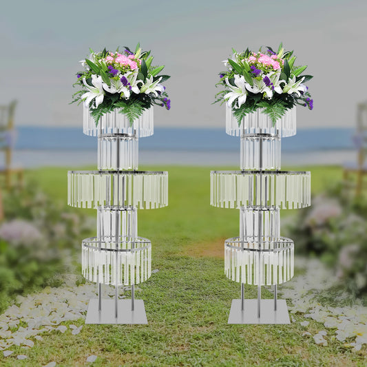 NONECN 5 Tier Crystal Flower Stand Wedding Centerpieces Two Pack