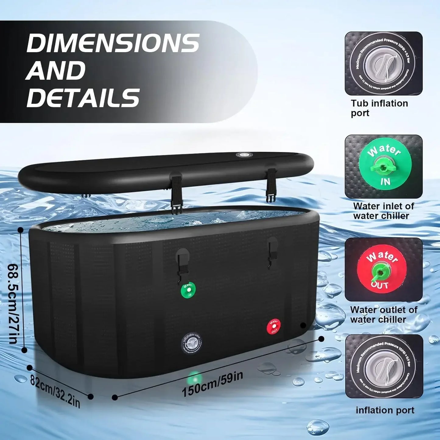 Drop Stitch Ice Bath Tub For Recovery Cold Water Therapy