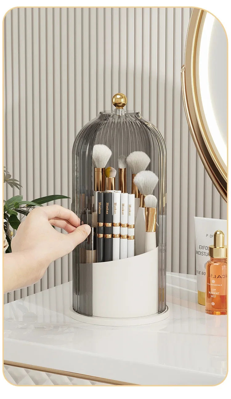 DIAMR Spinning Makeup Organizer With Lid For Vanity And Travel
