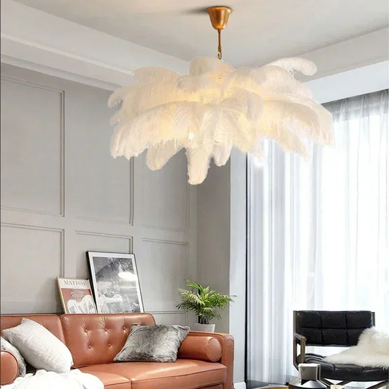 Nordic Ostrich Feather LED Pendant Lamp For Living Room And Bedroom Decor