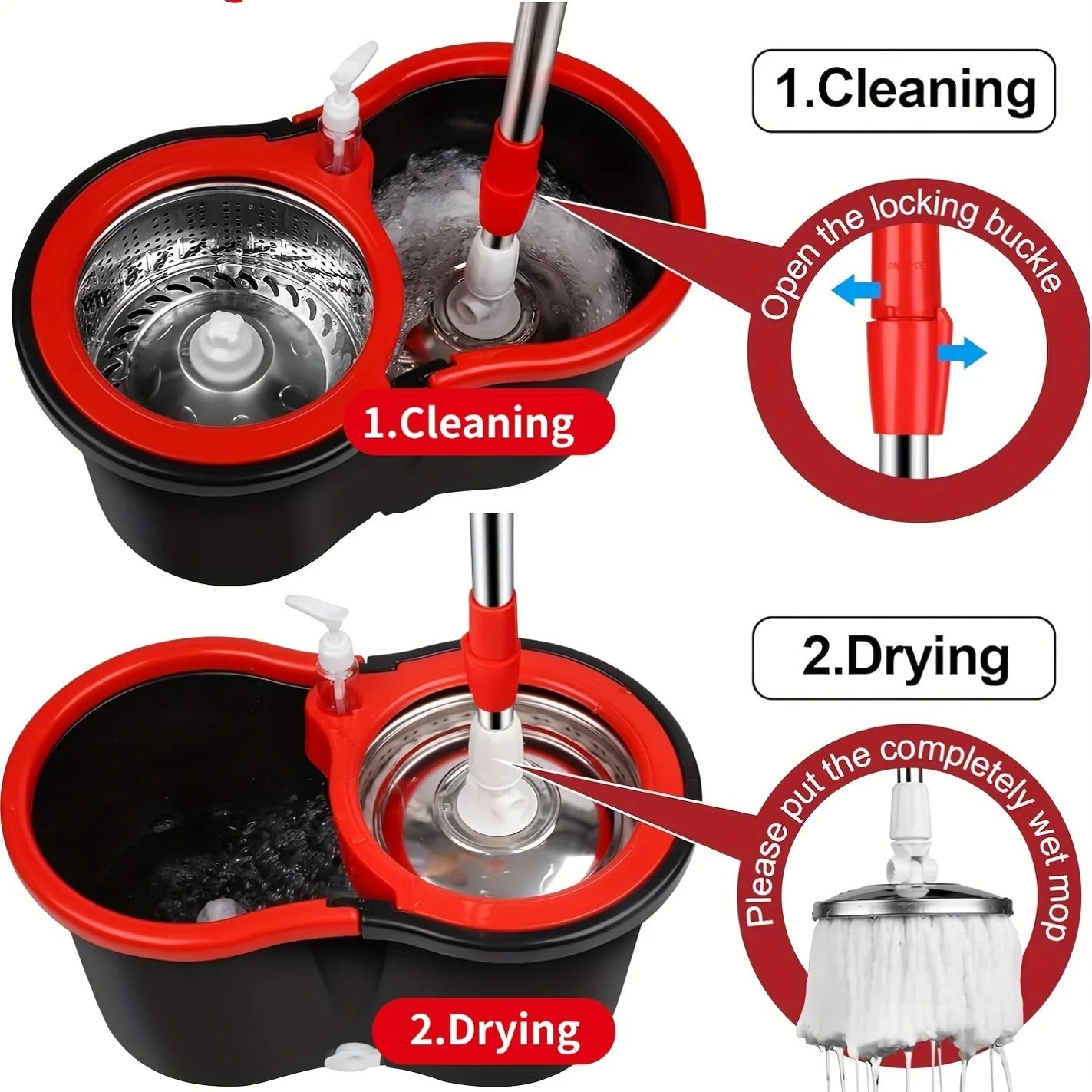 SHFY Heavy-Duty Spin Mop And Bucket System