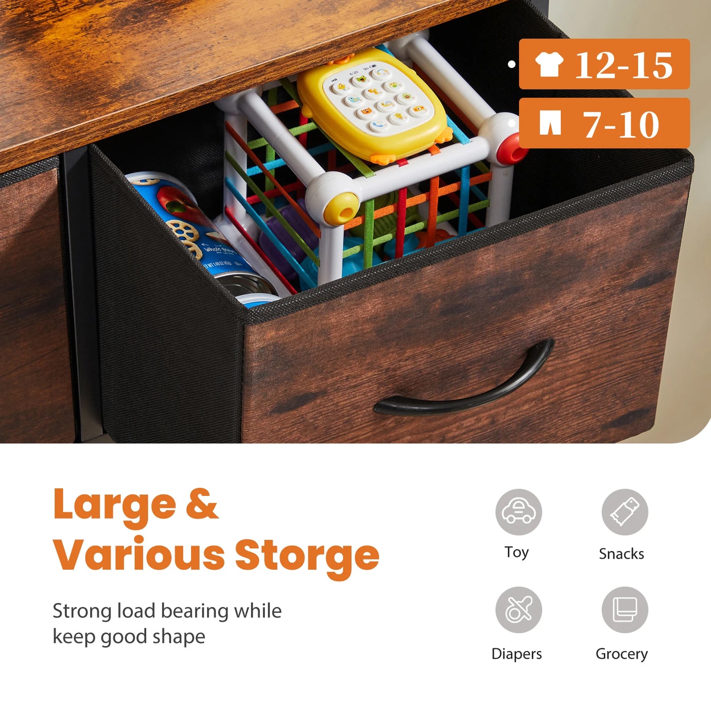 JHK Dresser For Bedroom With 9 Fabric Storage Drawers