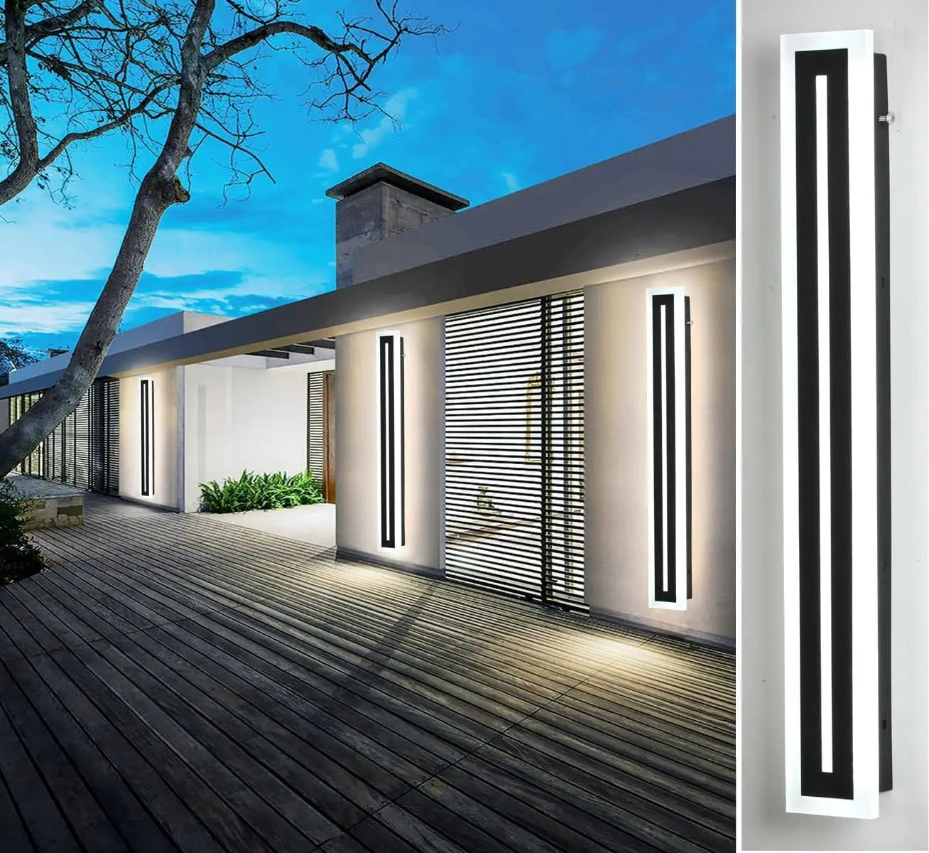 Outdoor LED Wall Sconce Fixture Long Strip Modern IP67