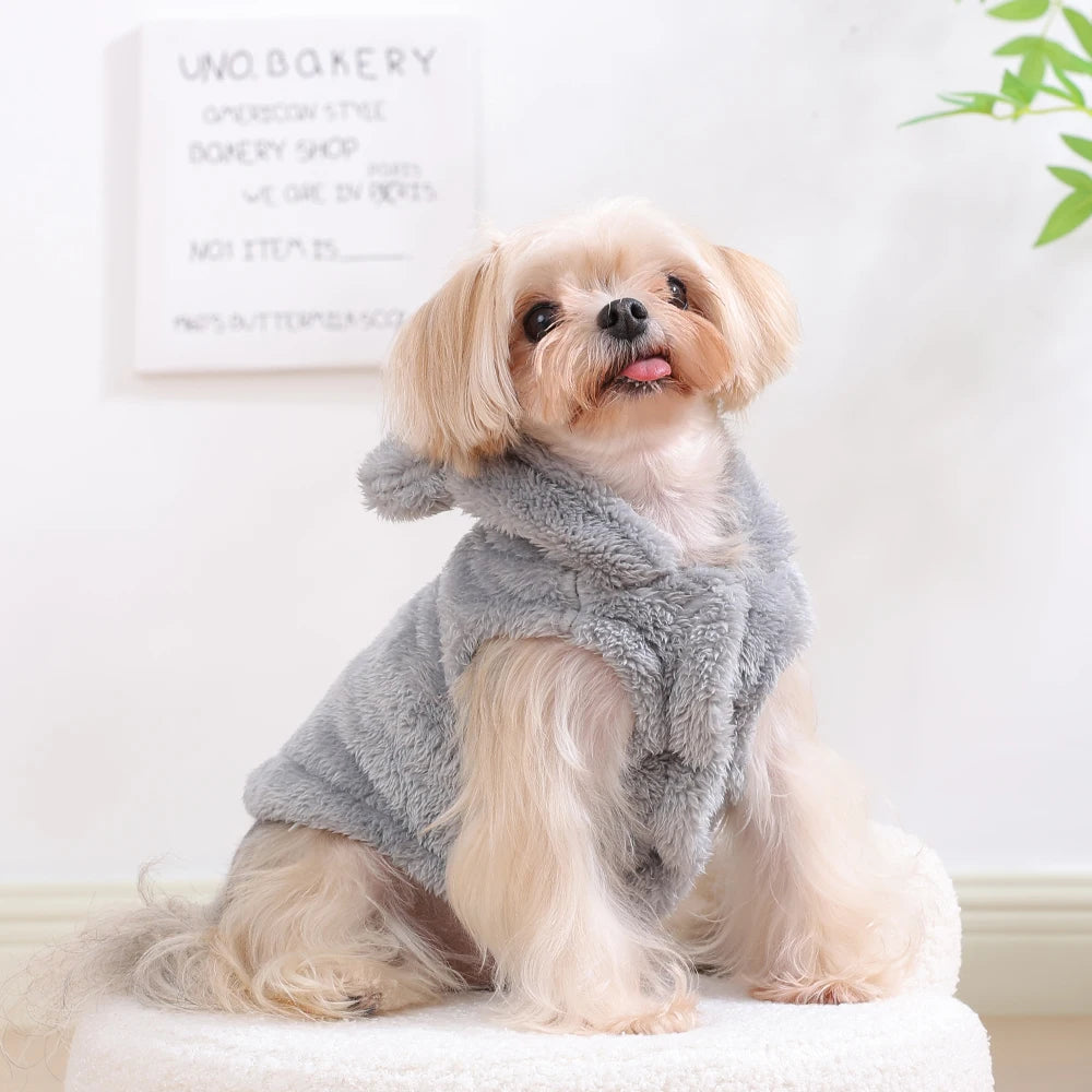 Soft Fleece Pet Dog Clothes Cute Hoodie Coat For Small Medium Dogs Cats Autumn Winter Puppy Hooded Jacket Sweater Pug Apparel
