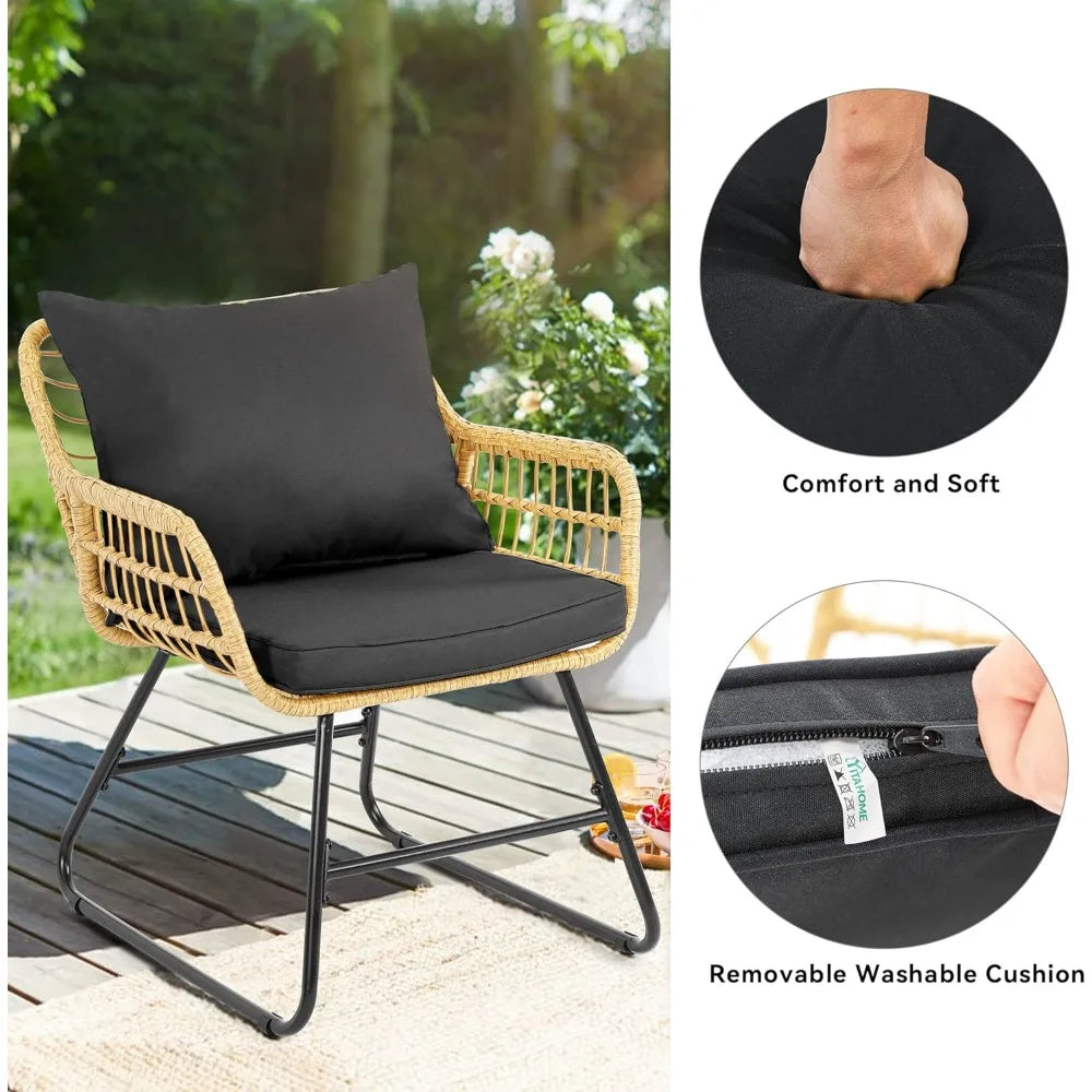 XMSJ Outdoor Patio Wicker Furniture Set All Weather Conversation