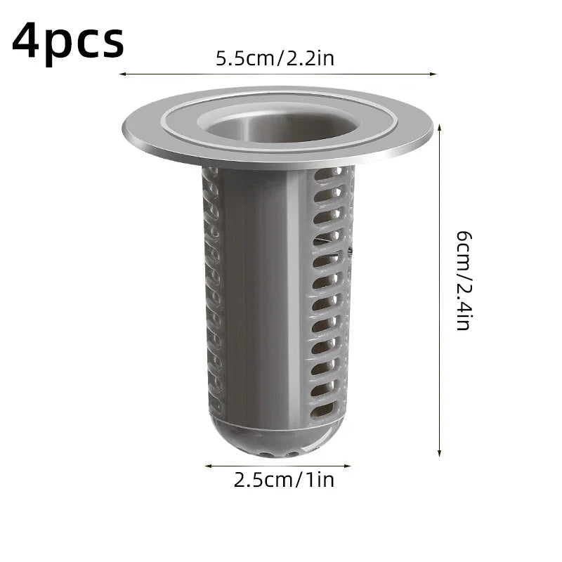 Houseeker Sink Drain Filter Hair Catcher 4 Pack Plastic