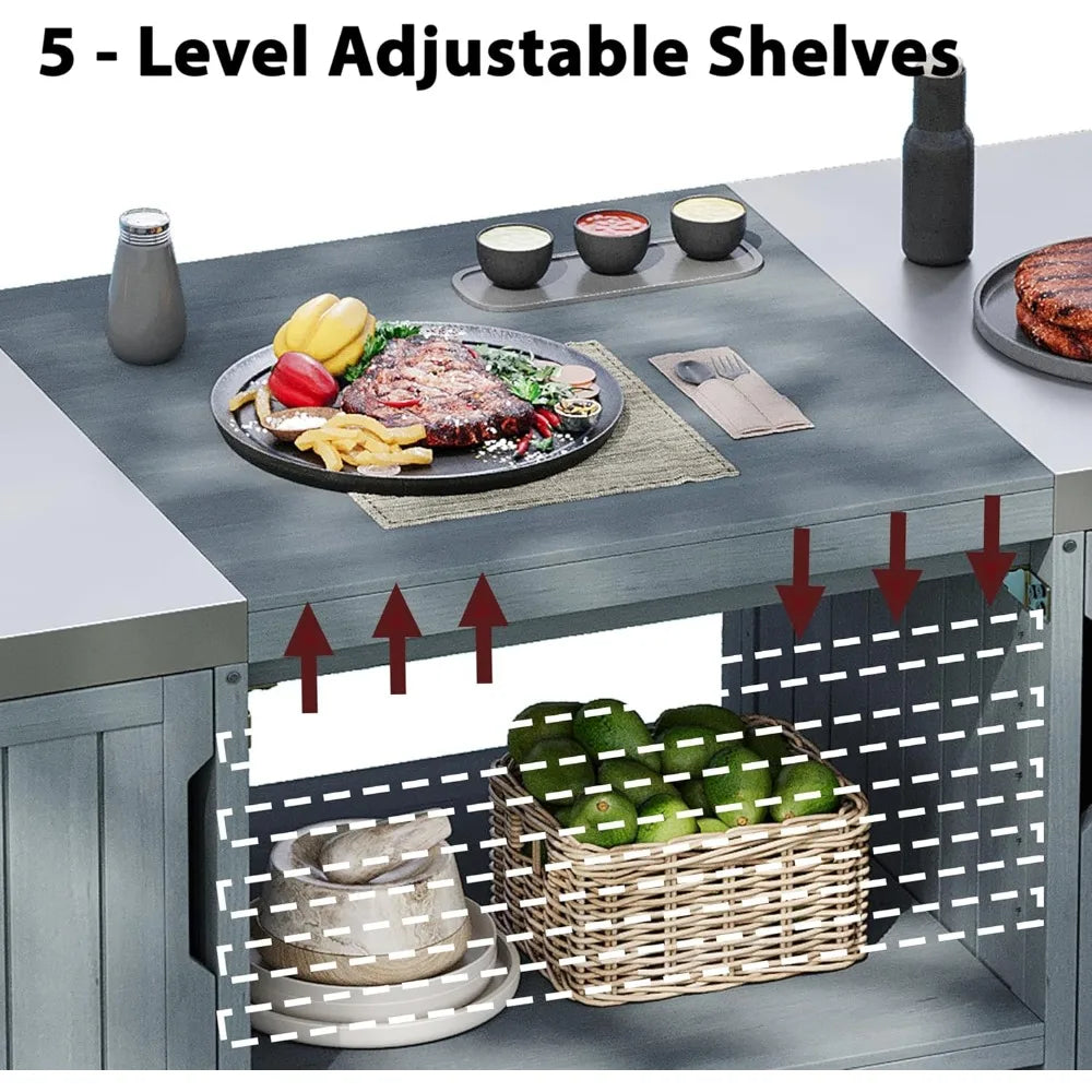 Outdoor Kitchen Island For Grills With Stainless Steel Top