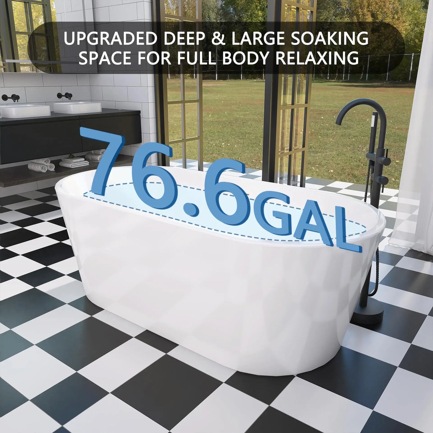 Sh.Kl Acrylic Freestanding Bathtub Soaking Tub With CUPC Certification