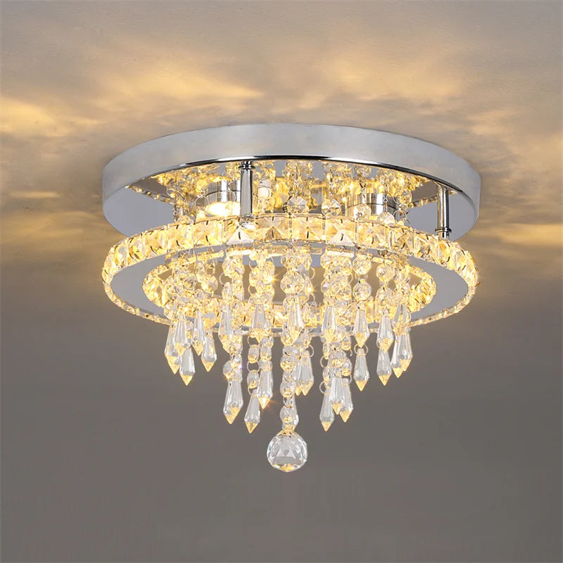 Vetrulus Crystal Ceiling Lamp With Remote Control LED Pendant Chandelier