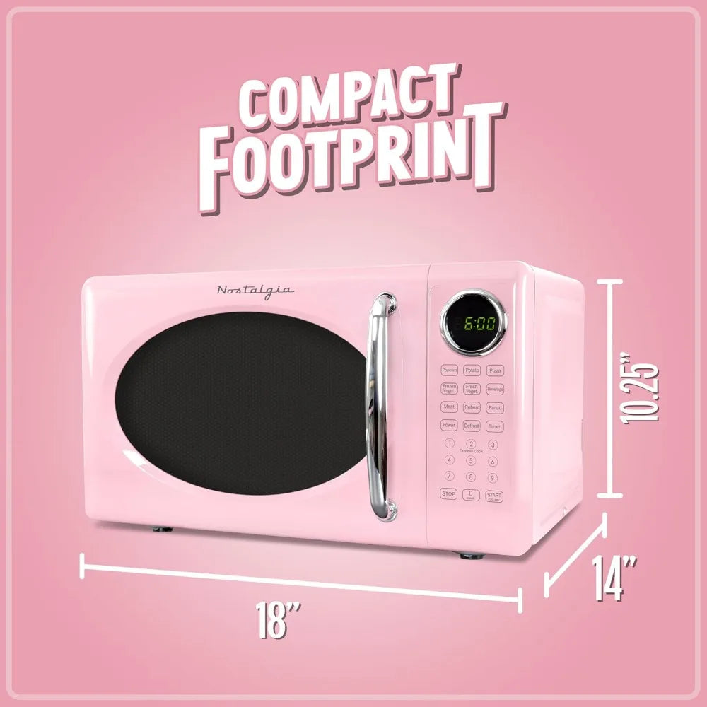 Retro Microwave Oven 700 Watt Countertop With Glass Turntable