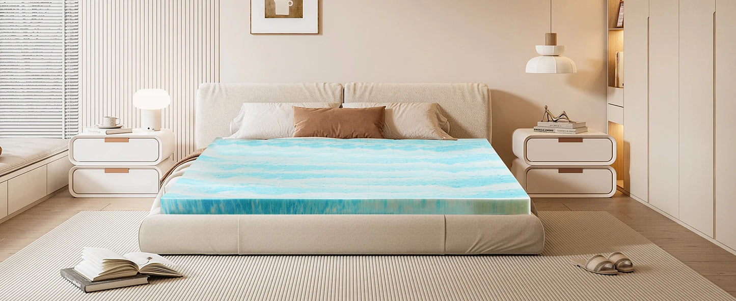 JHK Memory Foam Mattress Topper Gel Cooling Soft And Breathable