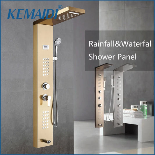 MEKKHALA Multifunctional Shower Panel Tower With Rainfall Massage Jets