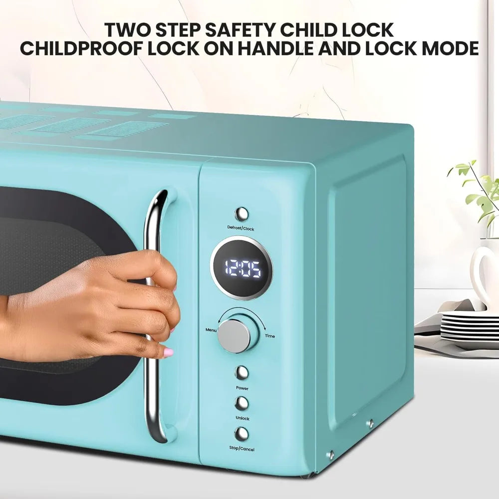 Retro Microwave Oven 20L 700W With 8 Presets For Coffee Rice Pasta