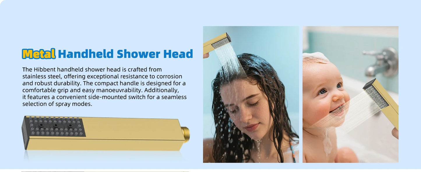 Hibbent High Pressure Rainfall Shower Head With Handheld Spray