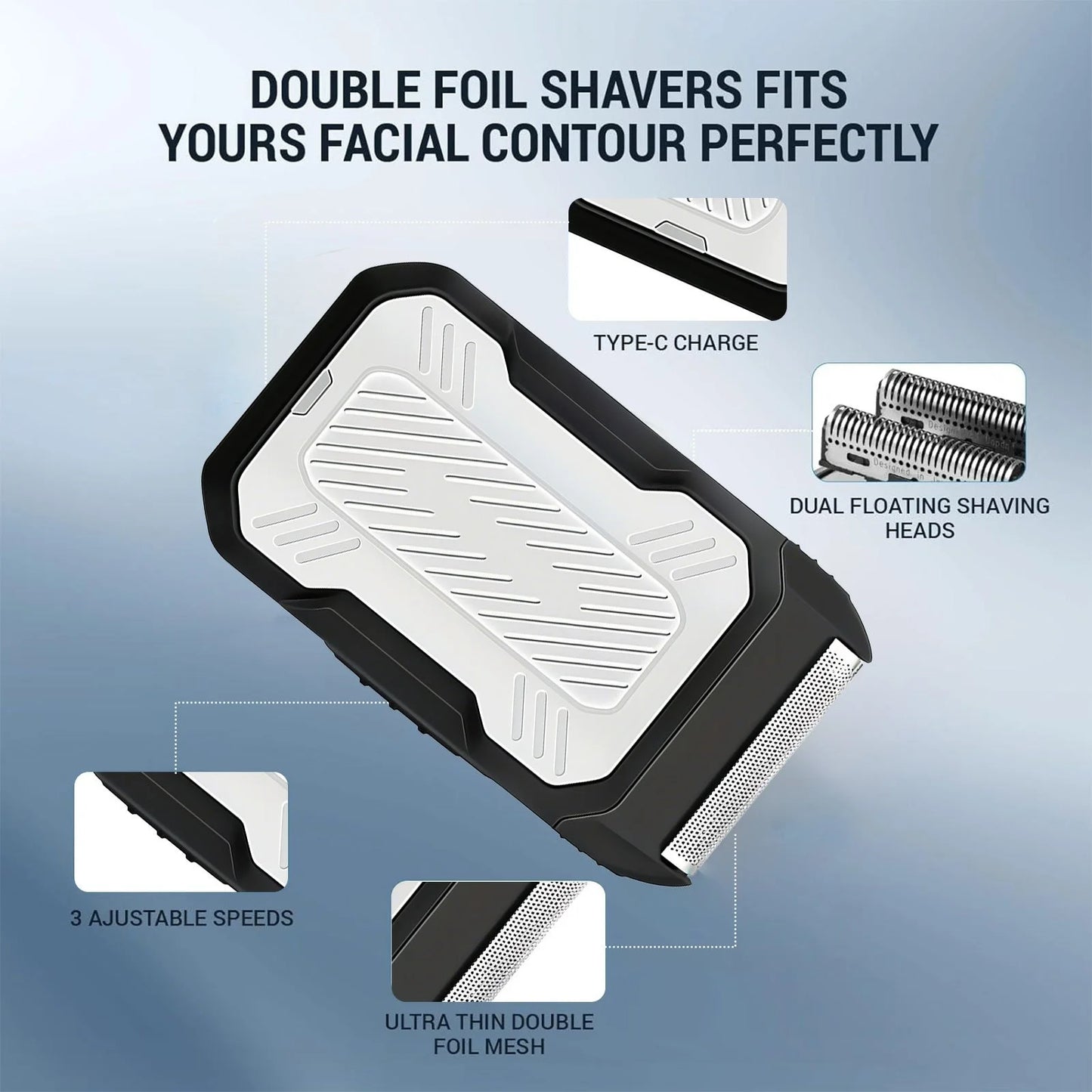 Electric Shaver And Trimmer Set USB Rechargeable For Home And Barbershop