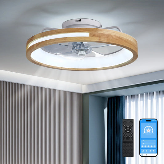ARLGSITE Modern Low Profile Ceiling Fan With Remote LED Light