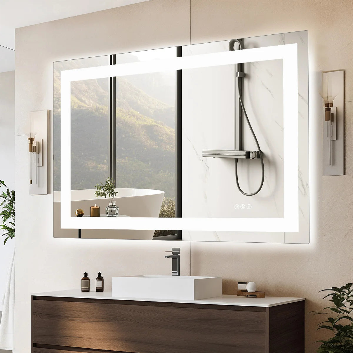 JHK LED Bathroom Vanity Mirror With Front And Back Lighting And Memory Function