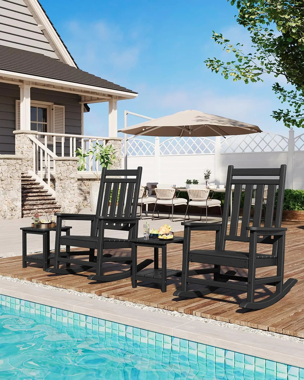 HobbyLane Outdoor All-Weather HDPE Ergonomic Rocking Chair for Adults Porch