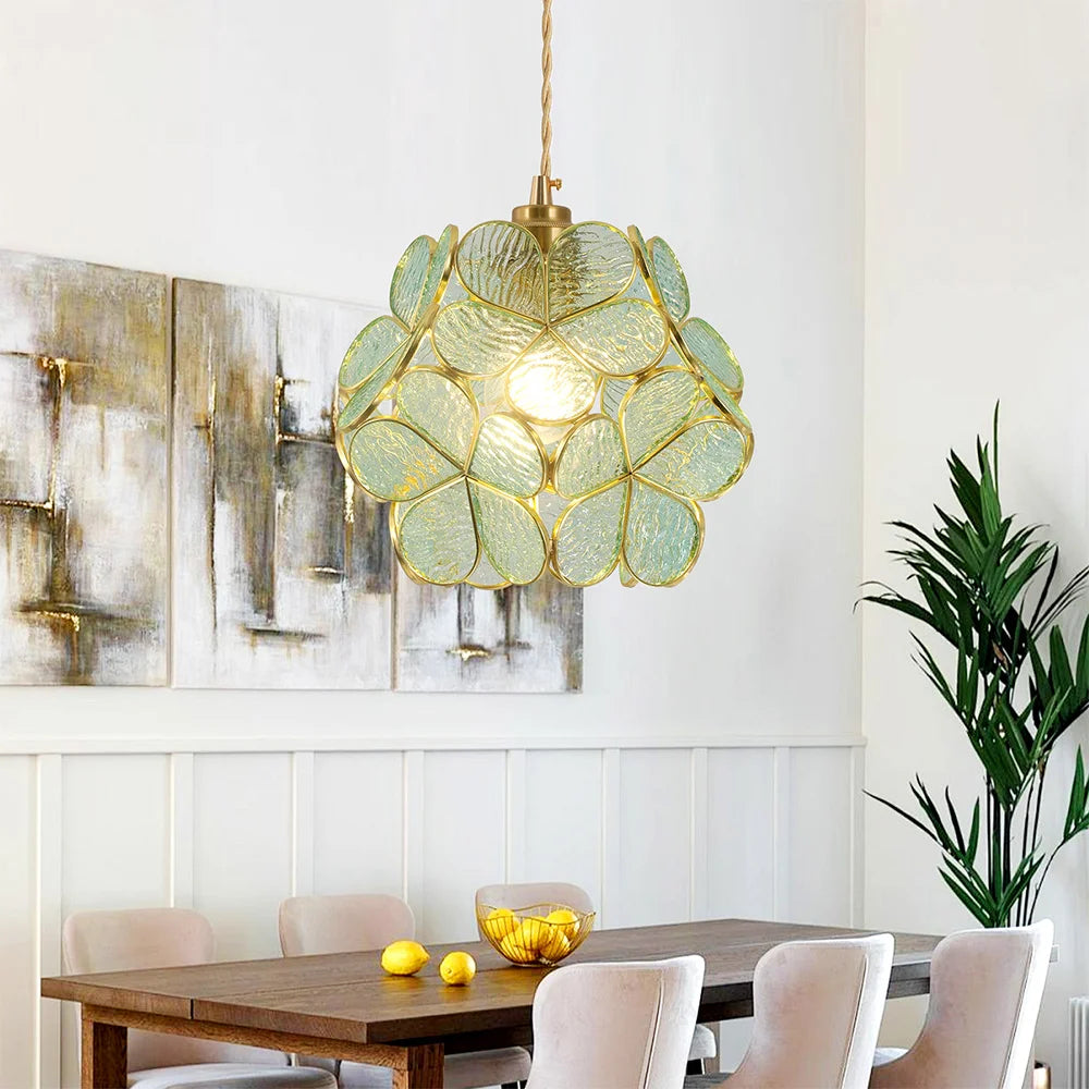 VETRULUS Modern Pendant Light Flower Lantern Crystal Kitchen Fixture