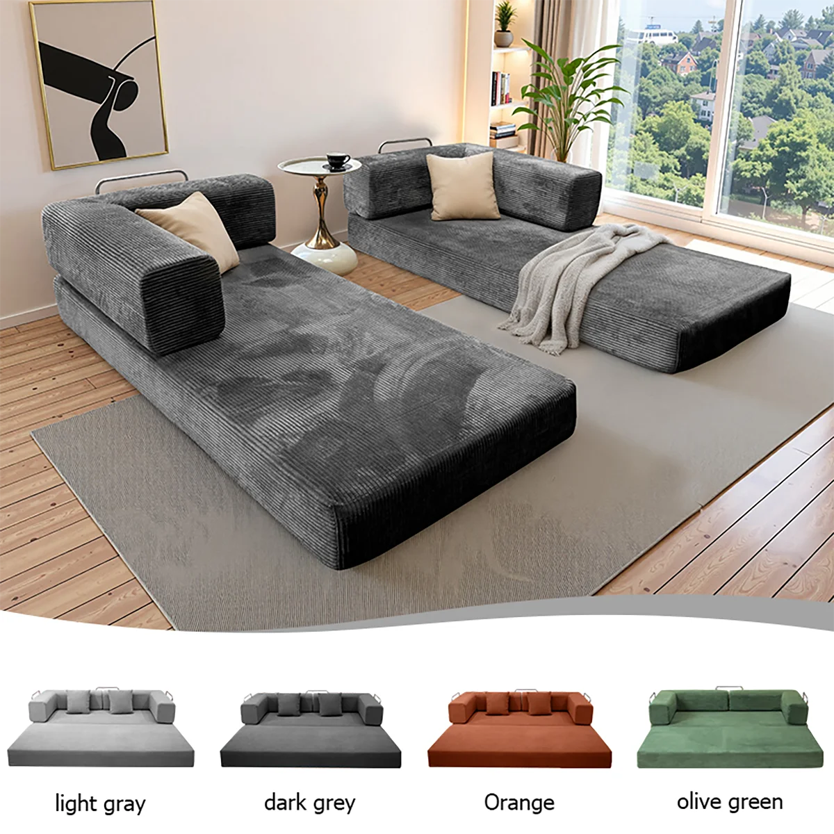Foldable Sofa Bed With Removable Backrest For Living Rooms