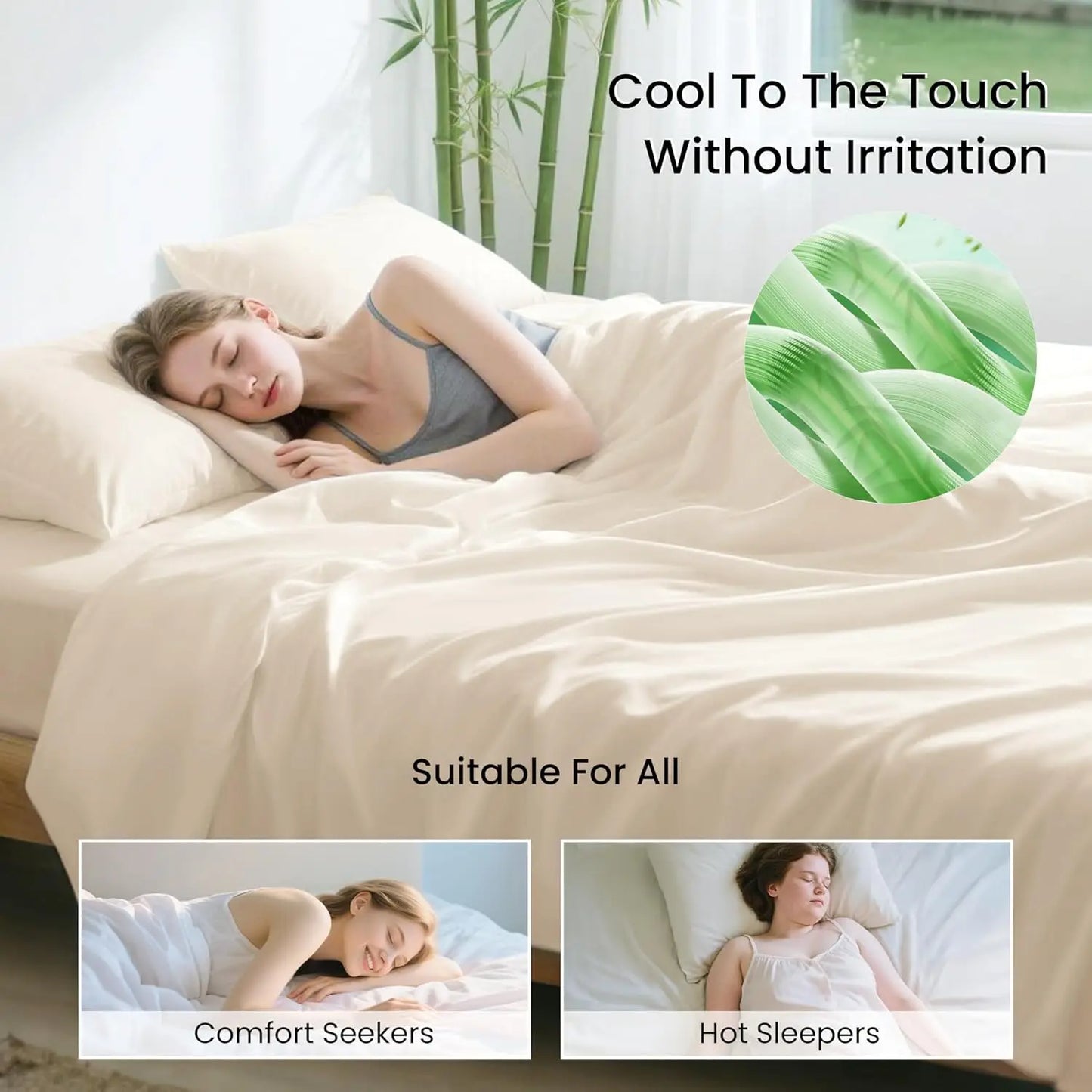 Bamboo Rayon Cooling Sheet Set Breathable Soft Bedding
